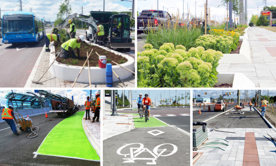 tree planting and bike line painting