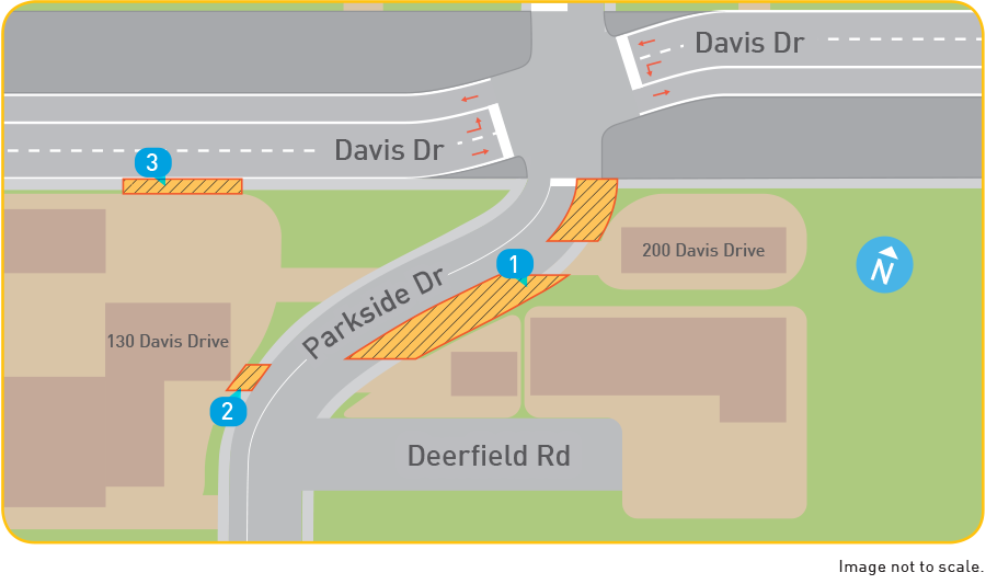 gas main installation on Parkside Drive map