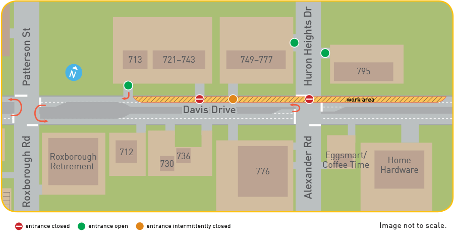 Map: paving activities along Davis Drive: September 2-4