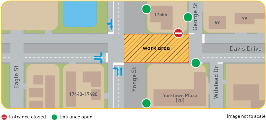 Map: paving the east side of the Yonge intersection