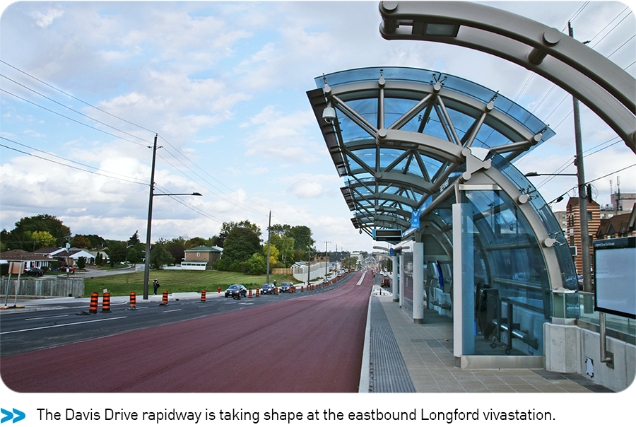 Image: The Davis Drive rapidway is taking shape at the eastbound Longford vivastation