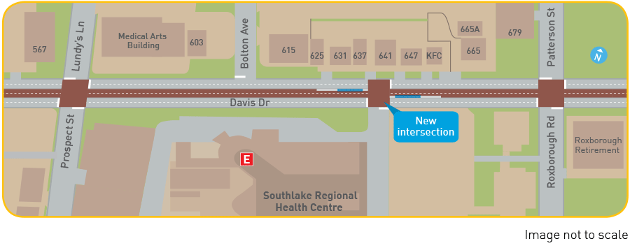 Map: new traffic lights at Southlake vivastation