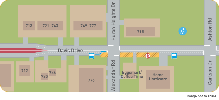 Map 2: sidewalk work on Davis Drive
