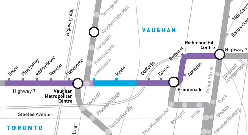 Vaughan rapidway map