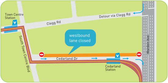 Cedarland Drive westbound lane closure
